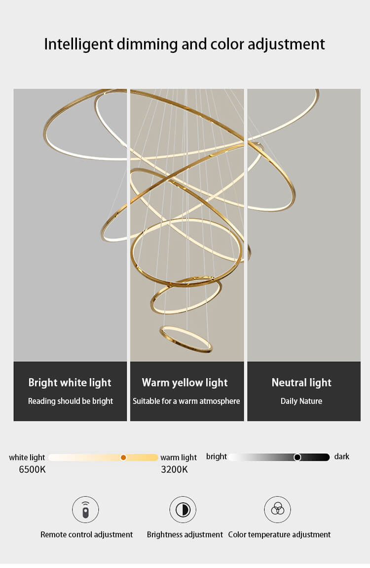 Grand Tiered Ring Chandelier - Modern Luxury Multi-Tier Lighting for Foyer & High Ceiling