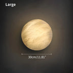 Modern Alabaster Moon Sconce - Luxury Spanish Stone Circular Wall Lamp for Bedroom & Hallway