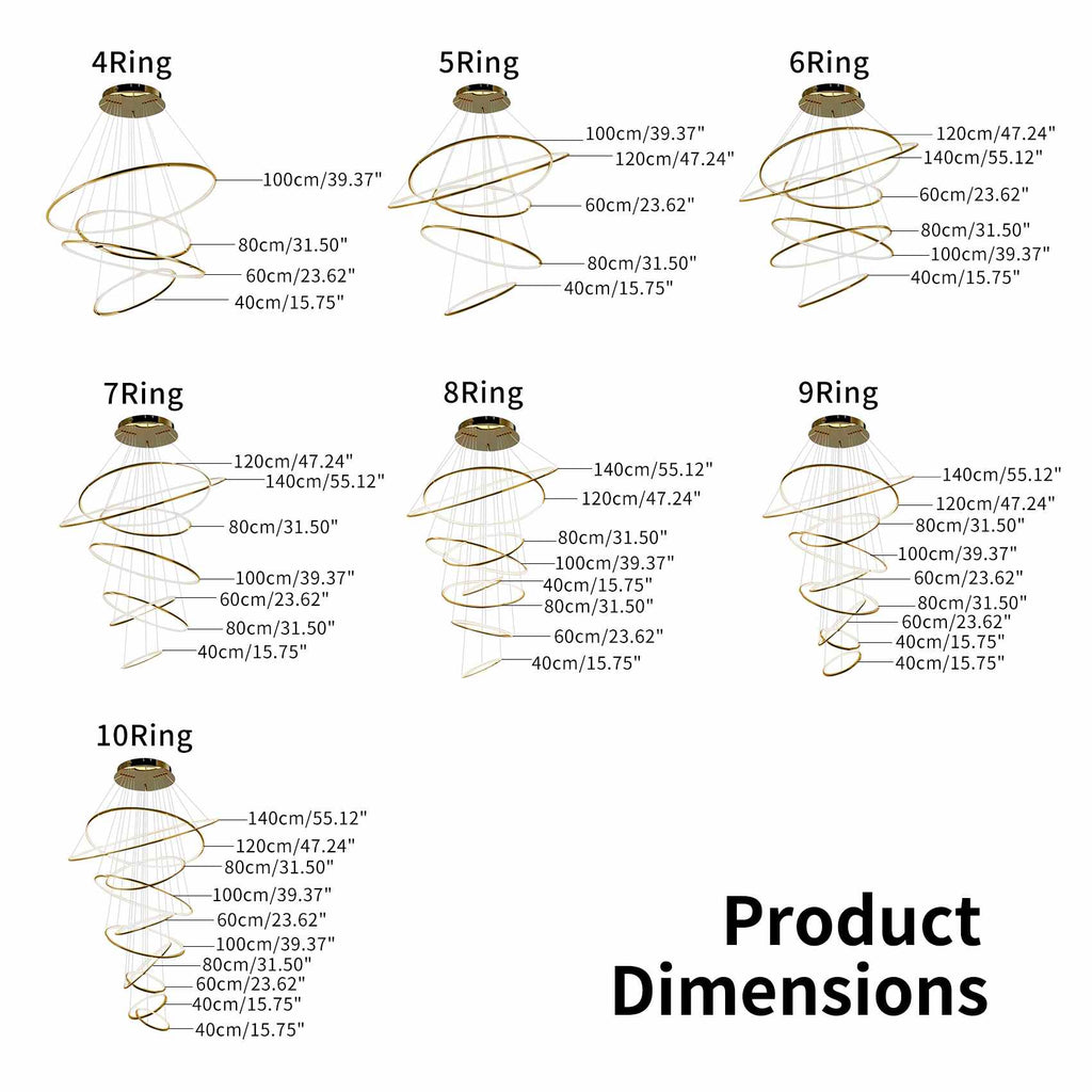 Grand Tiered Ring Chandelier - Modern Luxury Multi-Tier Lighting for Foyer & High Ceiling