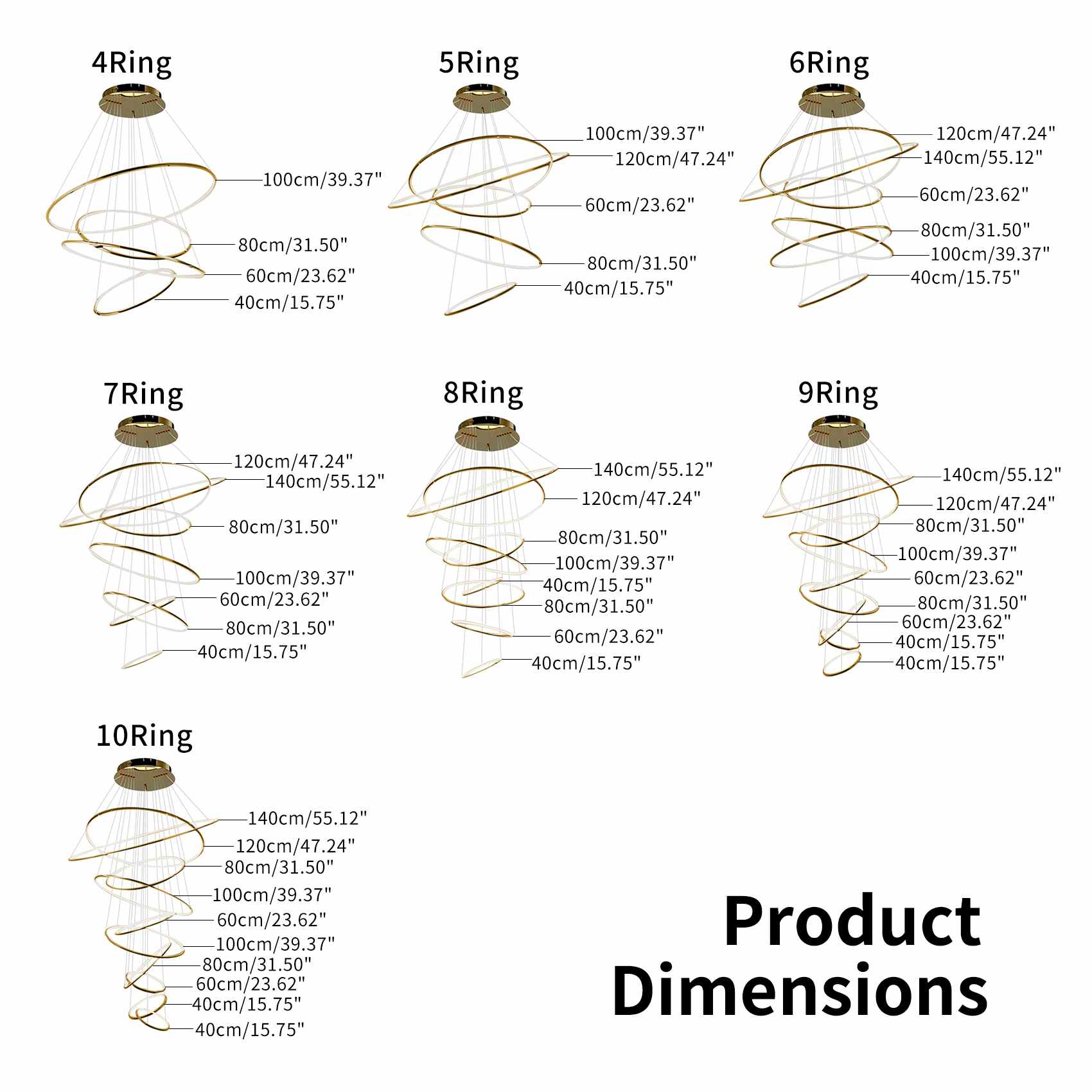 Grand Tiered Ring Chandelier - Modern Luxury Multi-Tier Lighting for Foyer & High Ceiling