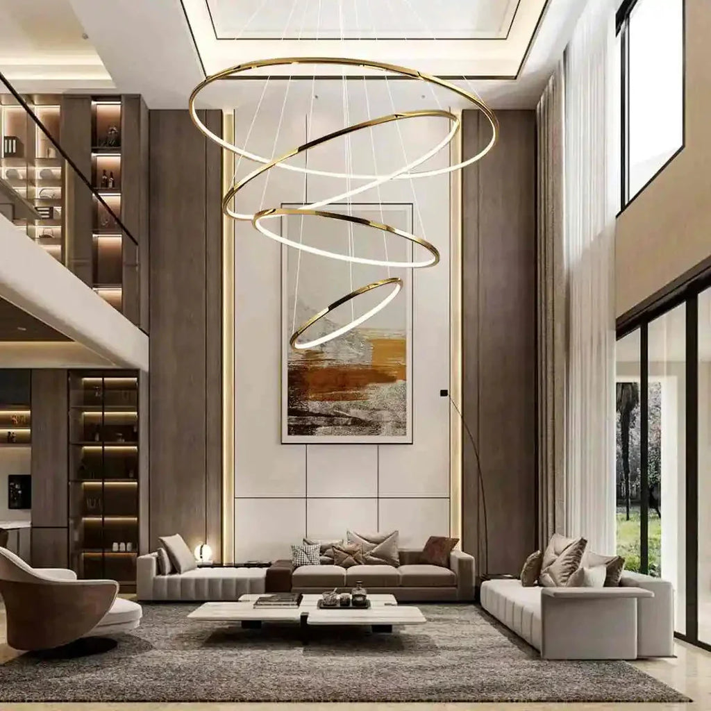Grand Tiered Ring Chandelier - Modern Luxury Multi-Tier Lighting for Foyer & High Ceiling