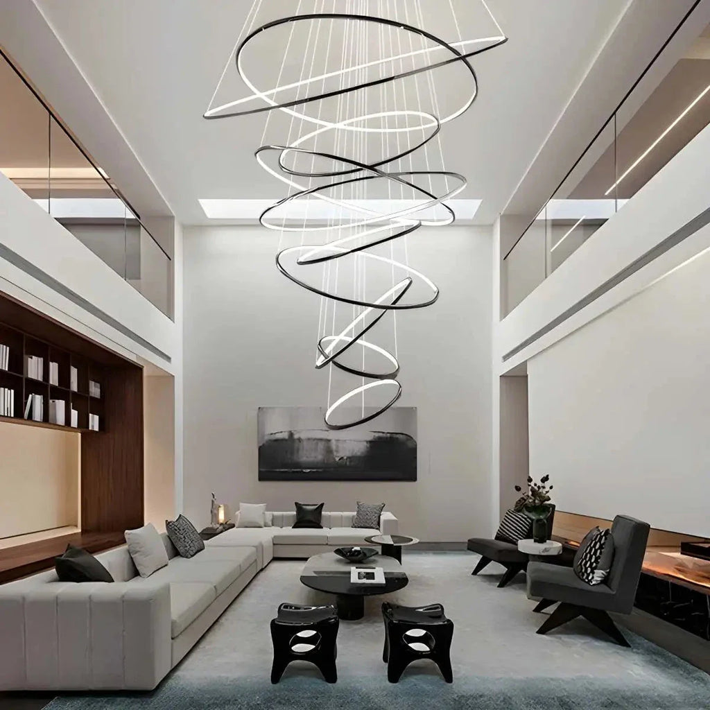 Grand Tiered Ring Chandelier - Modern Luxury Multi-Tier Lighting for Foyer & High Ceiling