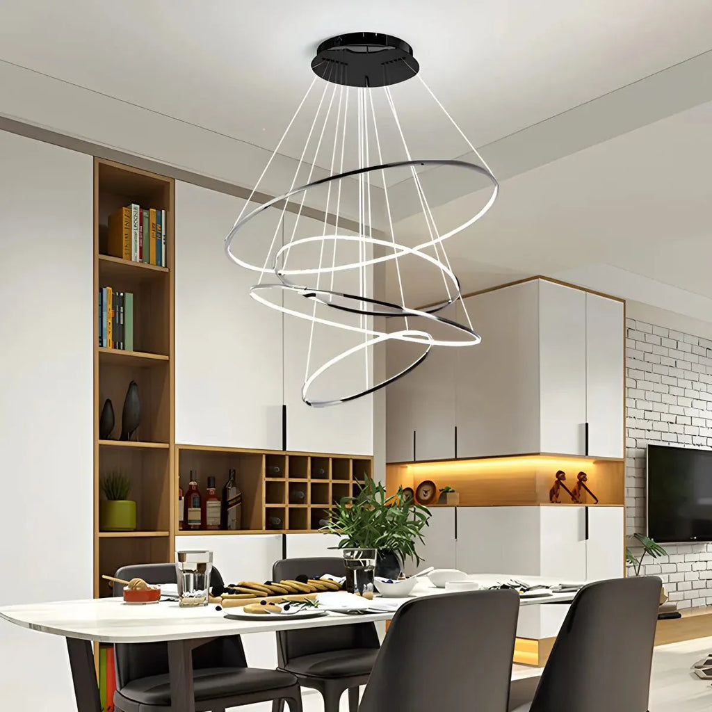 Grand Tiered Ring Chandelier - Modern Luxury Multi-Tier Lighting for Foyer & High Ceiling