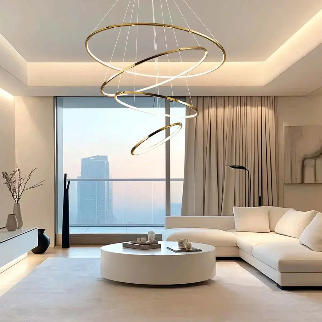 Grand Tiered Ring Chandelier - Modern Luxury Multi-Tier Lighting for Foyer & High Ceiling