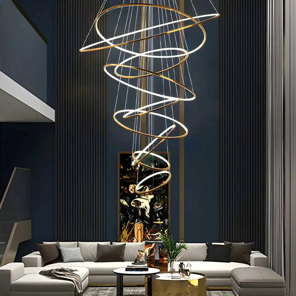 Grand Tiered Ring Chandelier - Modern Luxury Multi-Tier Lighting for Foyer & High Ceiling