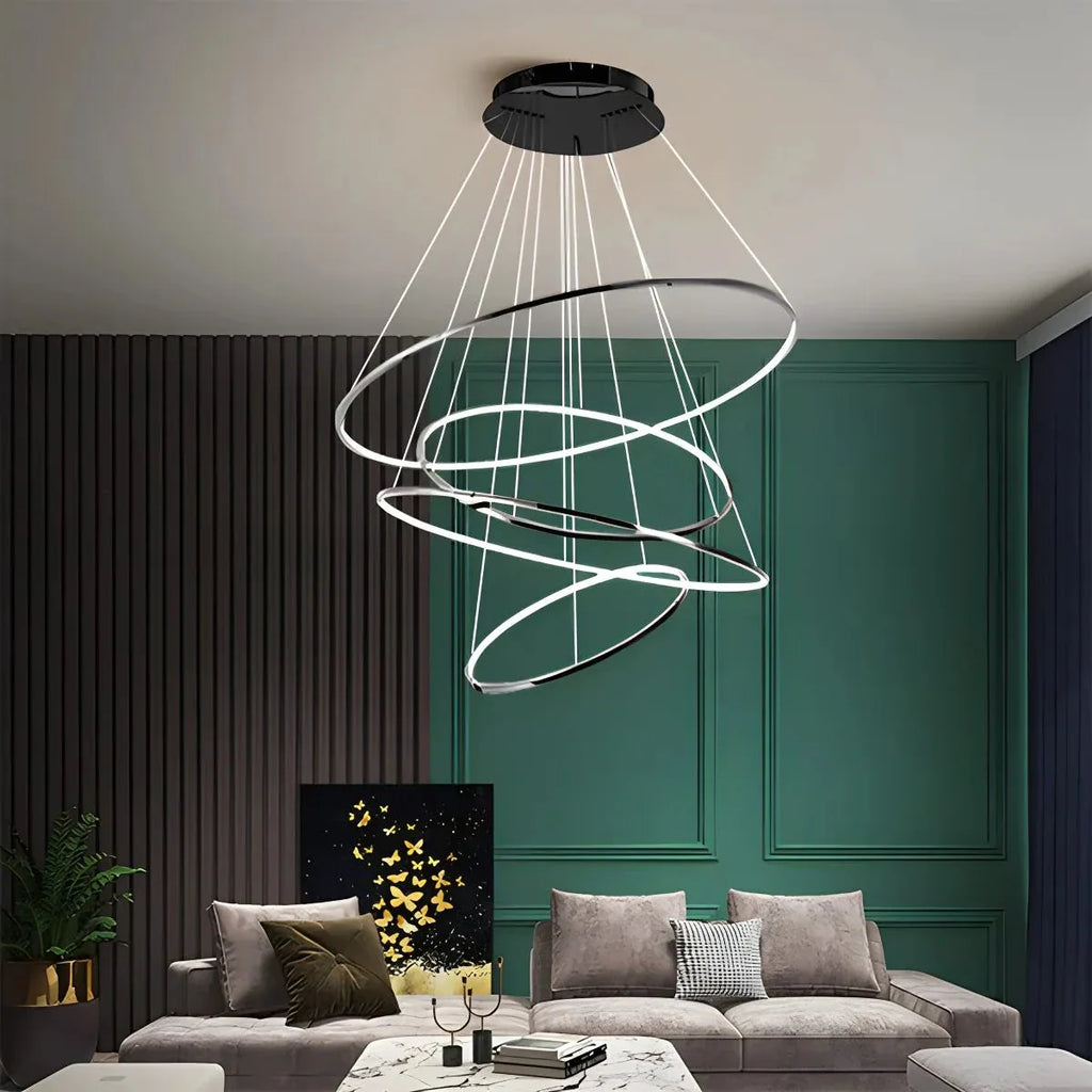 Grand Tiered Ring Chandelier - Modern Luxury Multi-Tier Lighting for Foyer & High Ceiling