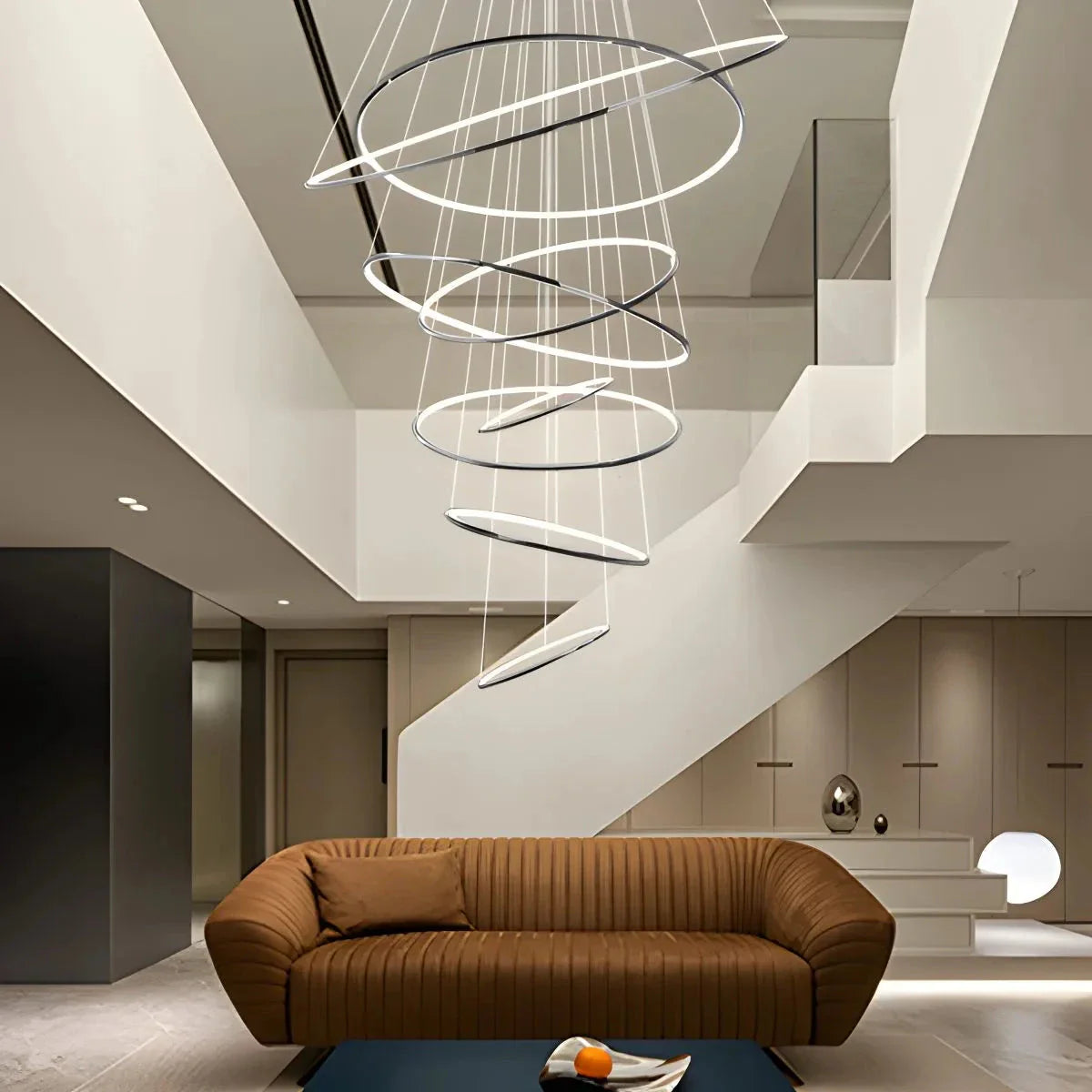 Grand Tiered Ring Chandelier - Modern Luxury Multi-Tier Lighting for Foyer & High Ceiling