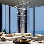 Grand Tiered Ring Chandelier - Modern Luxury Multi-Tier Lighting for Foyer & High Ceiling
