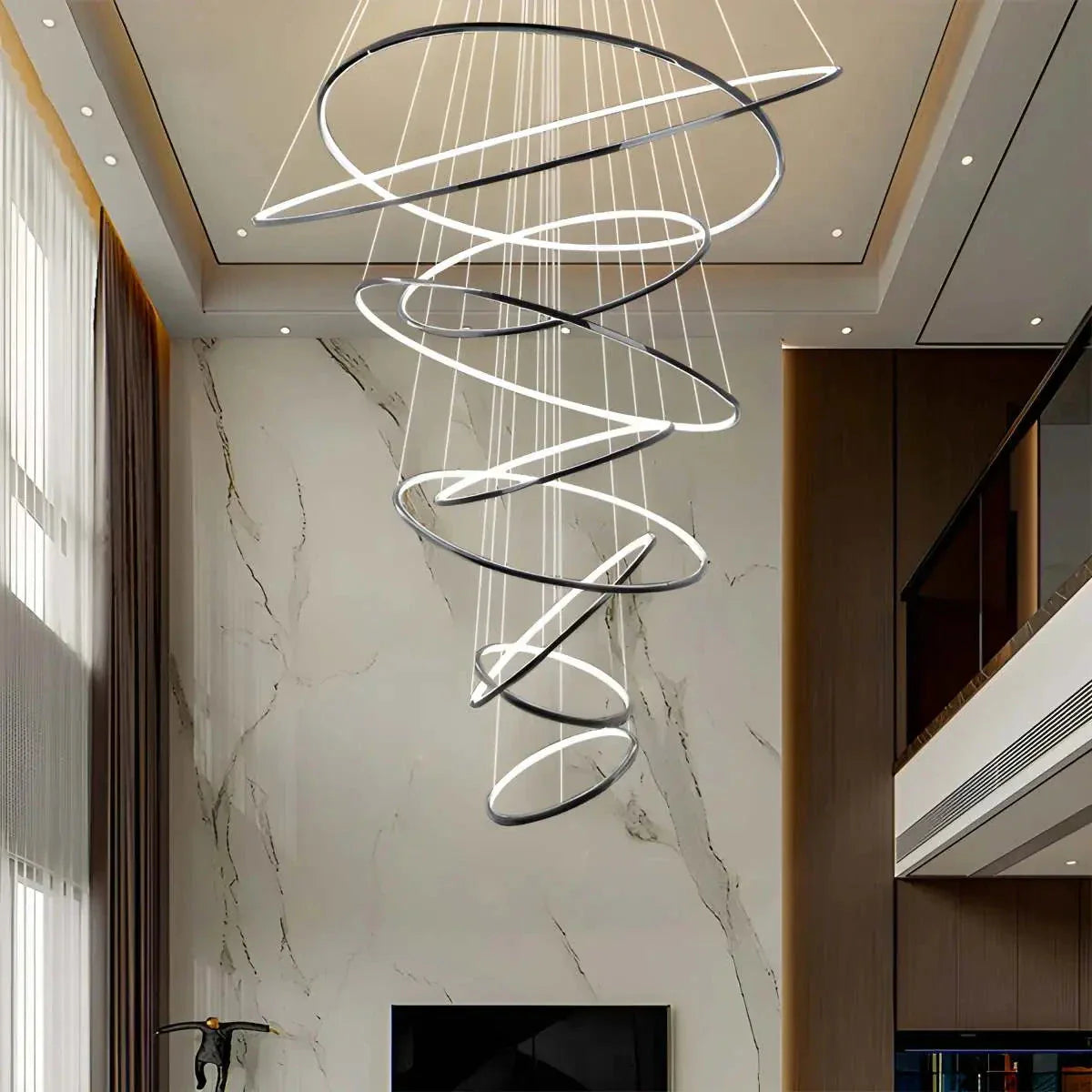 Grand Tiered Ring Chandelier - Modern Luxury Multi-Tier Lighting for Foyer & High Ceiling