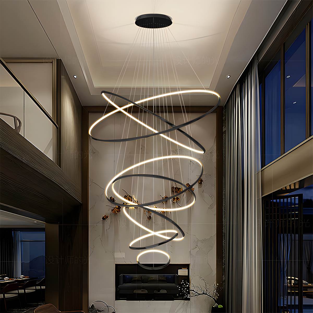 Grand Tiered Ring Chandelier - Modern Luxury Multi-Tier Lighting for Foyer & High Ceiling