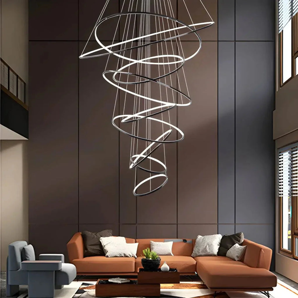 Grand Tiered Ring Chandelier - Modern Luxury Multi-Tier Lighting for Foyer & High Ceiling
