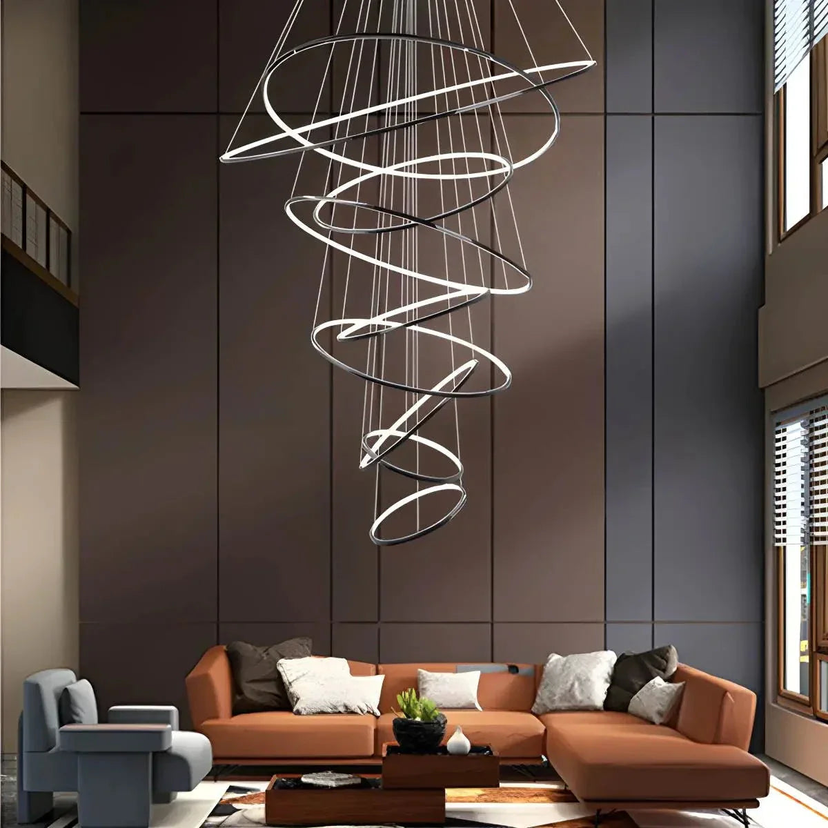 Grand Tiered Ring Chandelier - Modern Luxury Multi-Tier Lighting for Foyer & High Ceiling