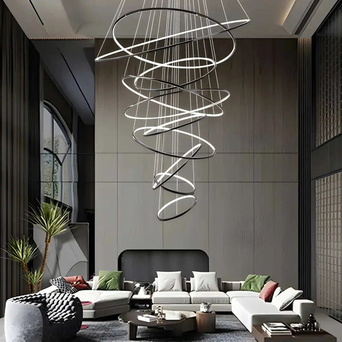 Grand Tiered Ring Chandelier - Modern Luxury Multi-Tier Lighting for Foyer & High Ceiling