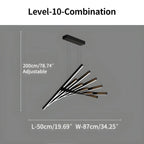 Modern Fishbone Linear Chandelier - Industrial Multi-Light Pendant for Dining Table & Island