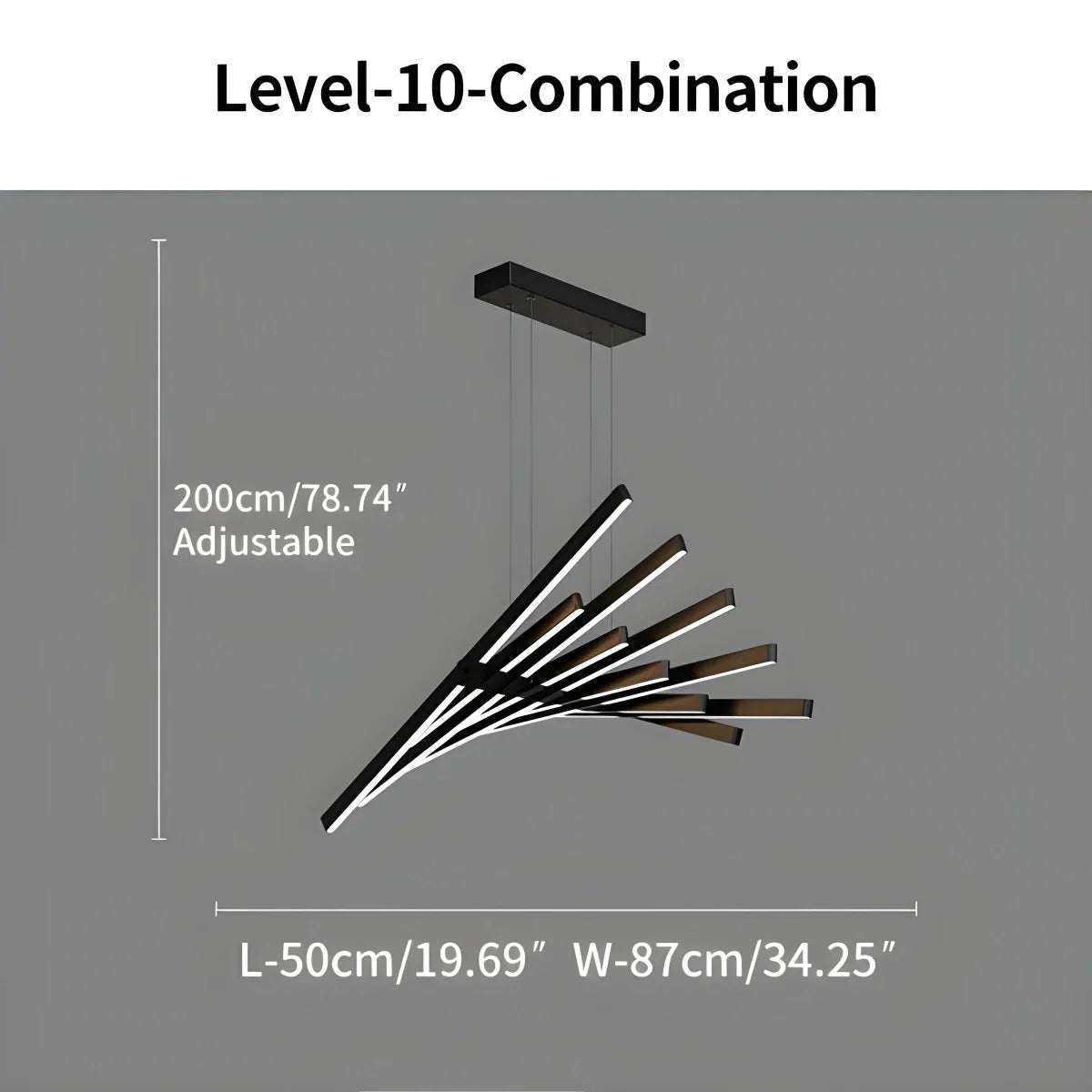 Modern Fishbone Linear Chandelier - Industrial Multi-Light Pendant for Dining Table & Island