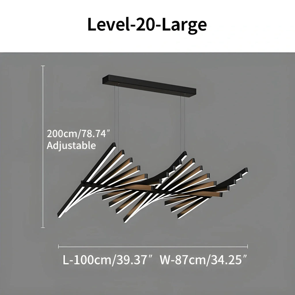 Modern Fishbone Linear Chandelier - Industrial Multi-Light Pendant for Dining Table & Island