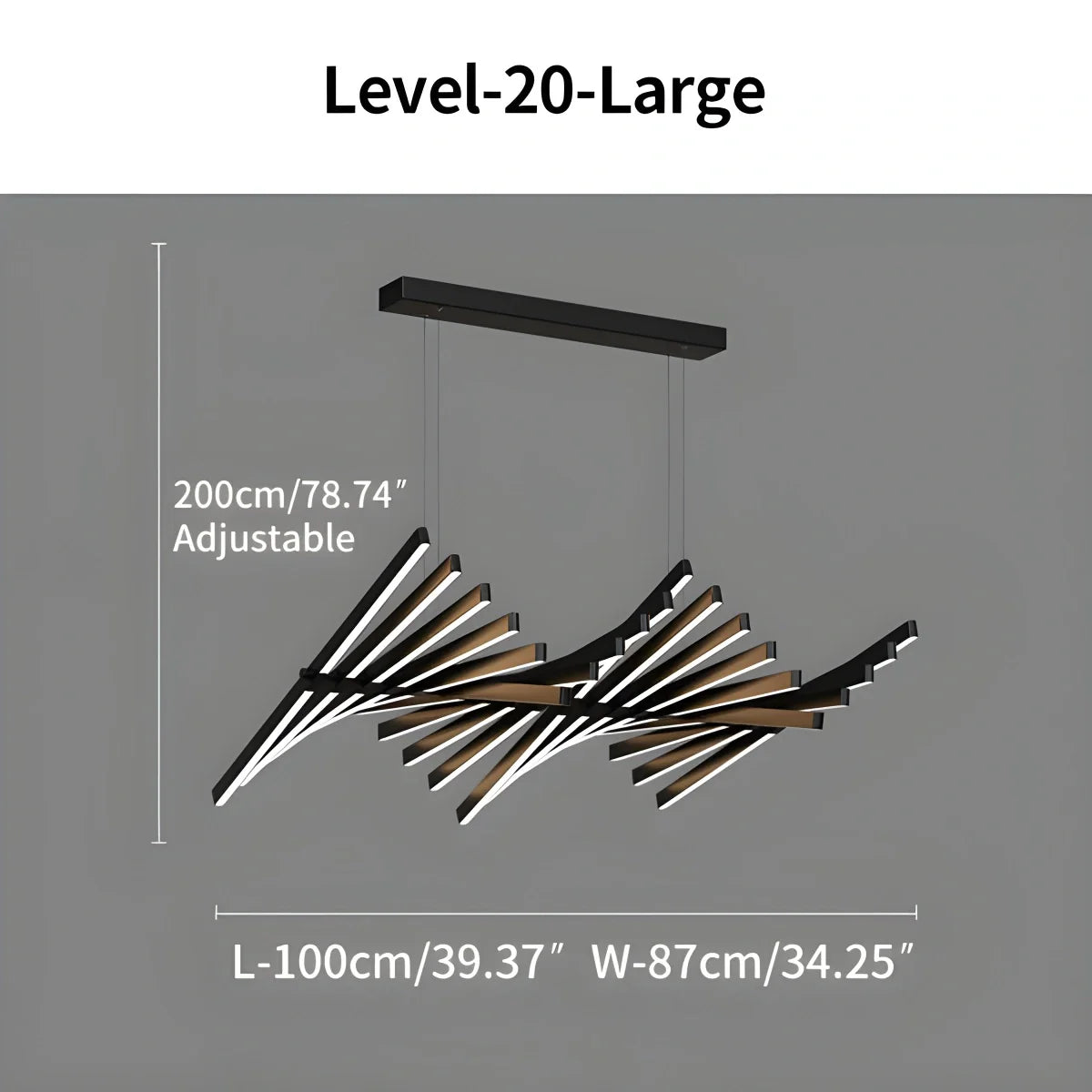Modern Fishbone Linear Chandelier - Industrial Multi-Light Pendant for Dining Table & Island