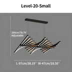 Modern Fishbone Linear Chandelier - Industrial Multi-Light Pendant for Dining Table & Island