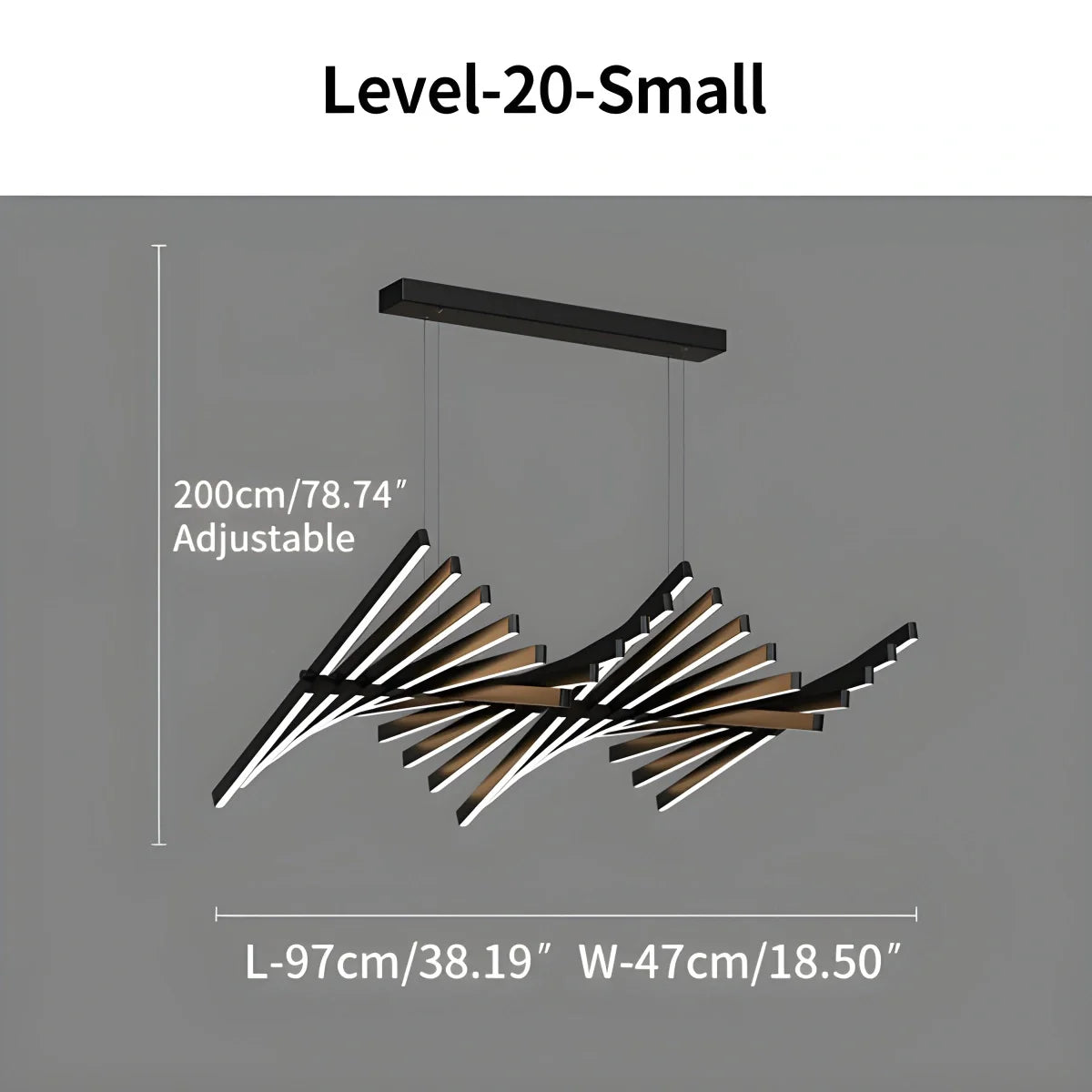 Modern Fishbone Linear Chandelier - Industrial Multi-Light Pendant for Dining Table & Island