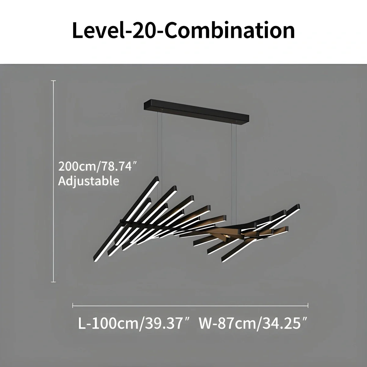 Modern Fishbone Linear Chandelier - Industrial Multi-Light Pendant for Dining Table & Island