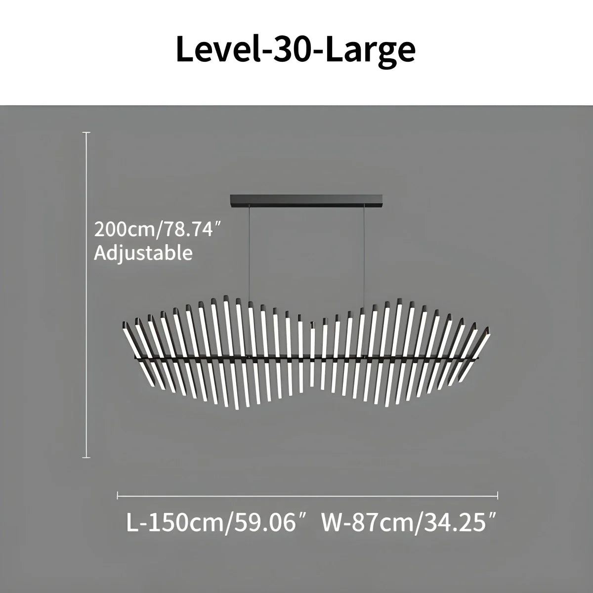 Modern Fishbone Linear Chandelier - Industrial Multi-Light Pendant for Dining Table & Island