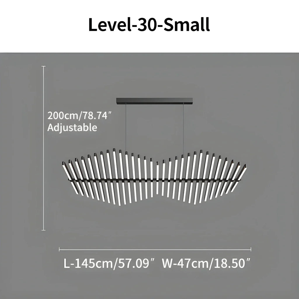 Modern Fishbone Linear Chandelier - Industrial Multi-Light Pendant for Dining Table & Island