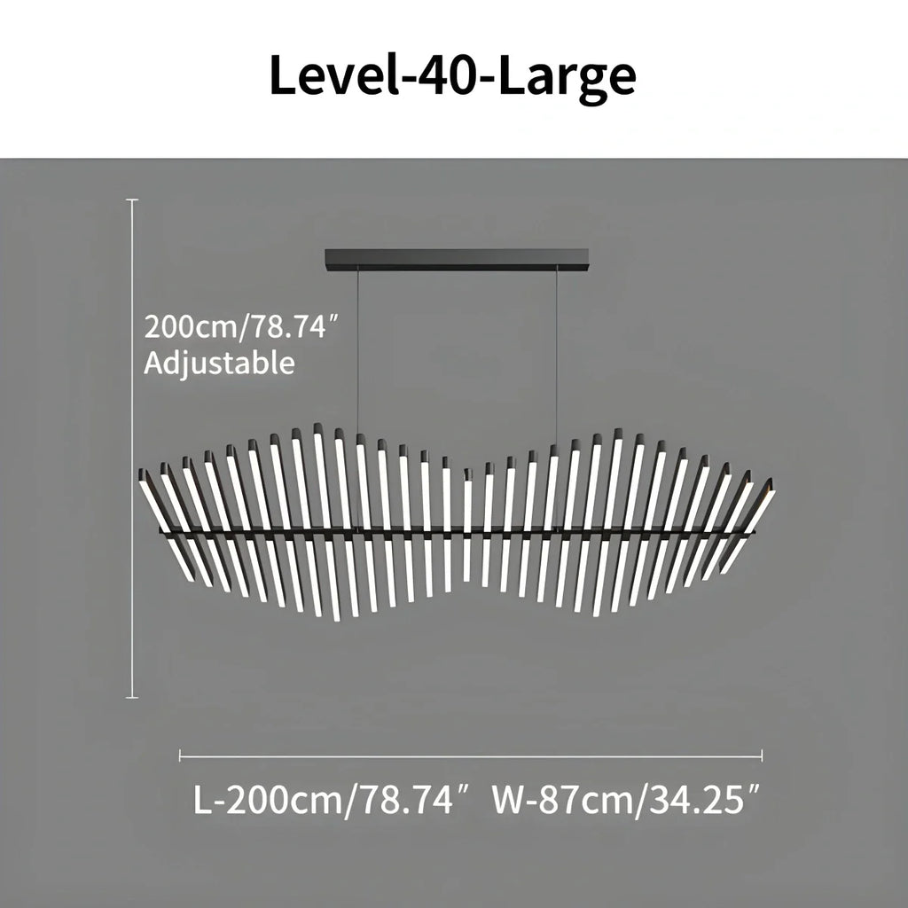 Modern Fishbone Linear Chandelier - Industrial Multi-Light Pendant for Dining Table & Island