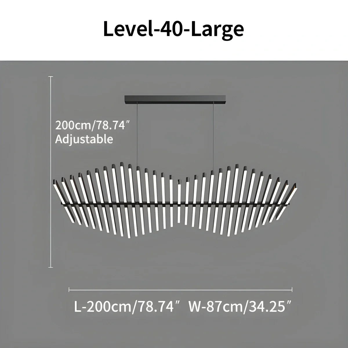 Modern Fishbone Linear Chandelier - Industrial Multi-Light Pendant for Dining Table & Island