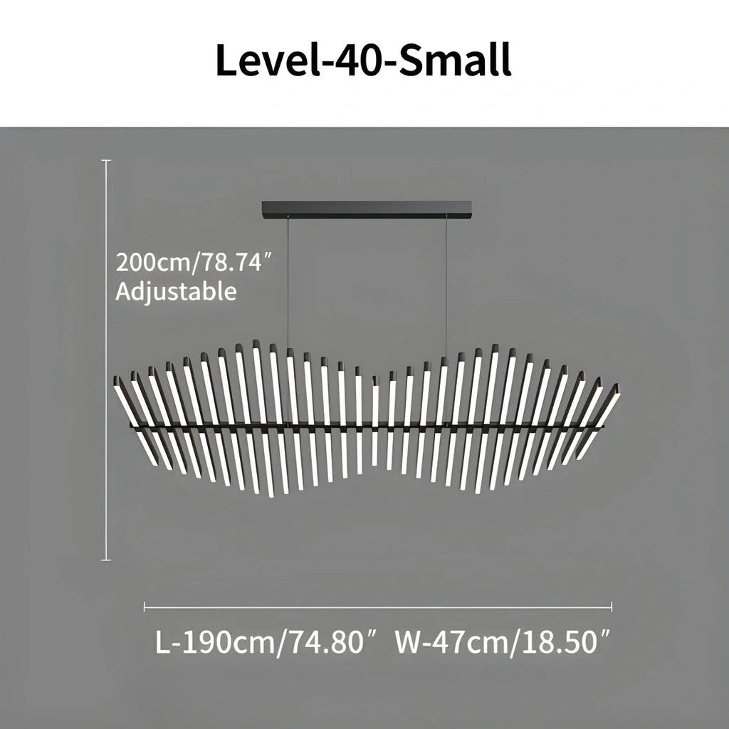 Modern Fishbone Linear Chandelier - Industrial Multi-Light Pendant for Dining Table & Island