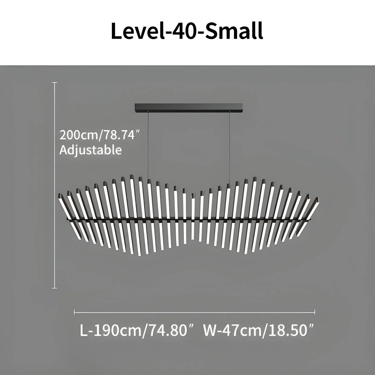 Modern Fishbone Linear Chandelier - Industrial Multi-Light Pendant for Dining Table & Island