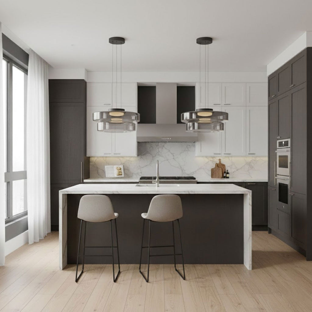 Levels Series Geometric Pendant - Modern Tiered Stacking Lamp for Dining Room & Kitchen