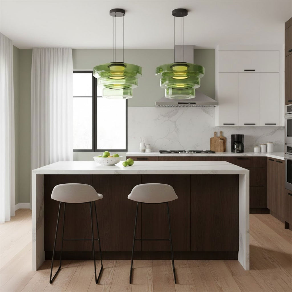 Levels Series Geometric Pendant - Modern Tiered Stacking Lamp for Dining Room & Kitchen