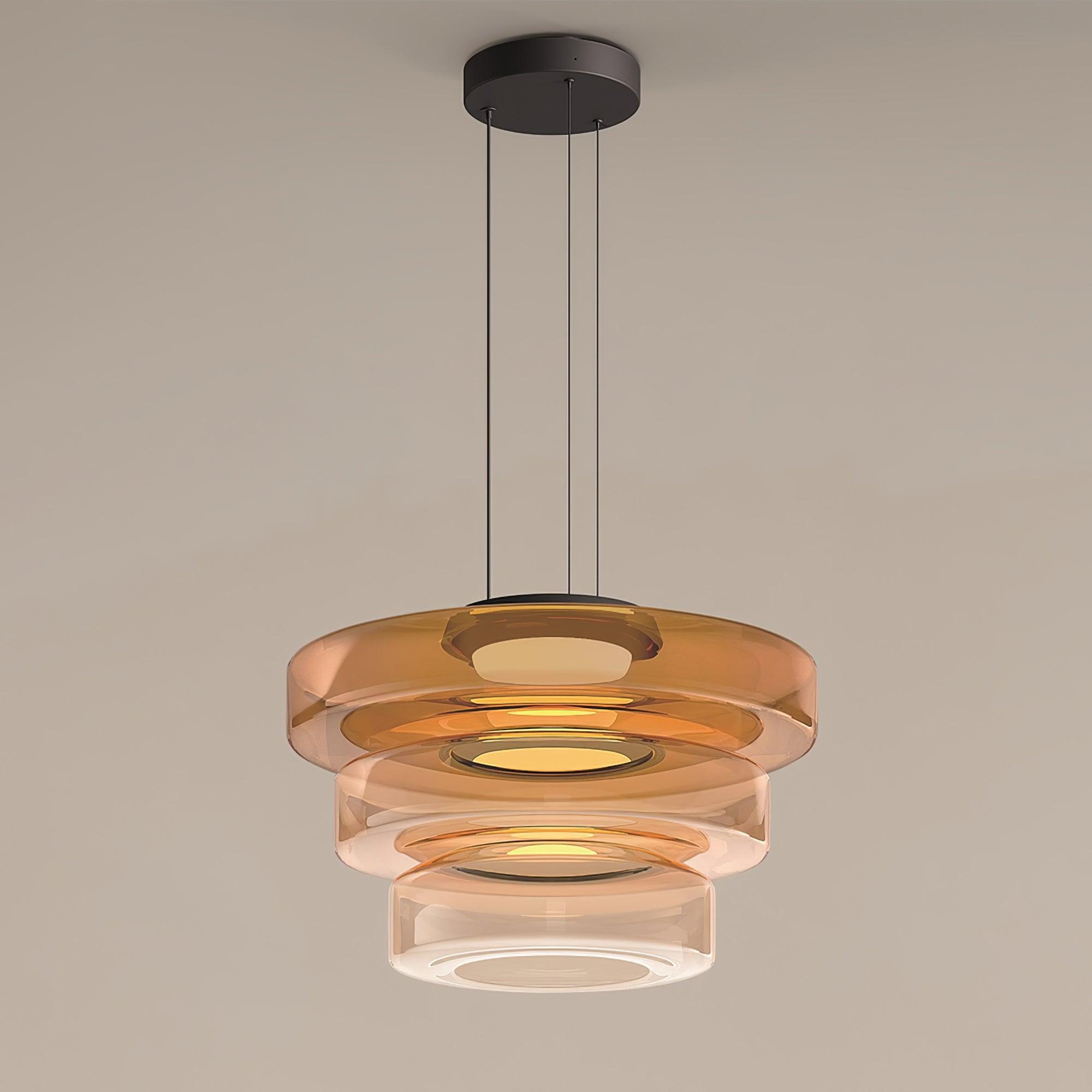 Levels Series Geometric Pendant - Modern Tiered Stacking Lamp for Dining Room & Kitchen