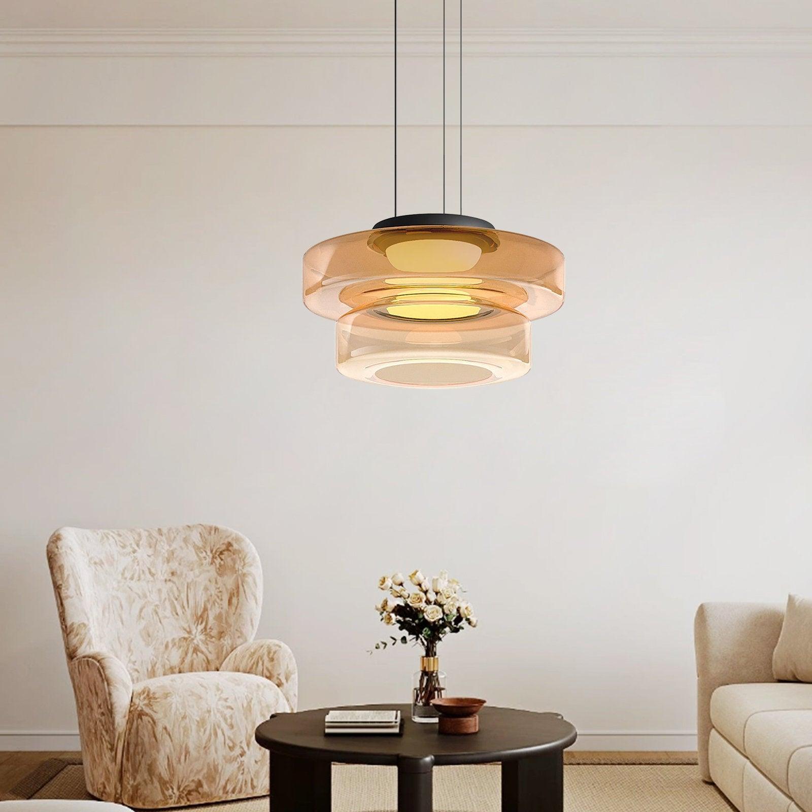 Levels Series Geometric Pendant - Modern Tiered Stacking Lamp for Dining Room & Kitchen
