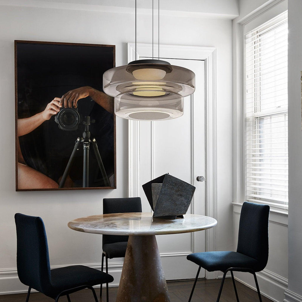 Levels Series Geometric Pendant - Modern Tiered Stacking Lamp for Dining Room & Kitchen
