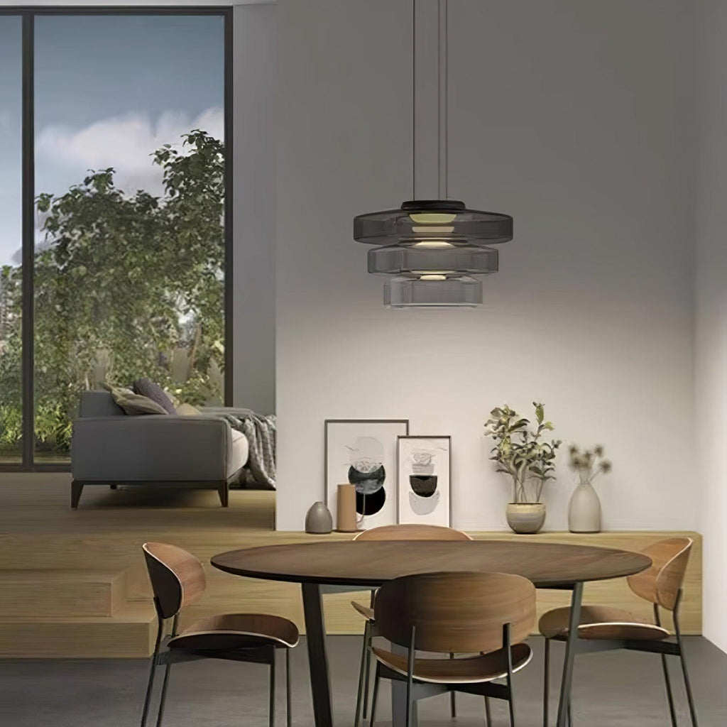 Levels Series Geometric Pendant - Modern Tiered Stacking Lamp for Dining Room & Kitchen