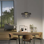 Levels Series Geometric Pendant - Modern Tiered Stacking Lamp for Dining Room & Kitchen