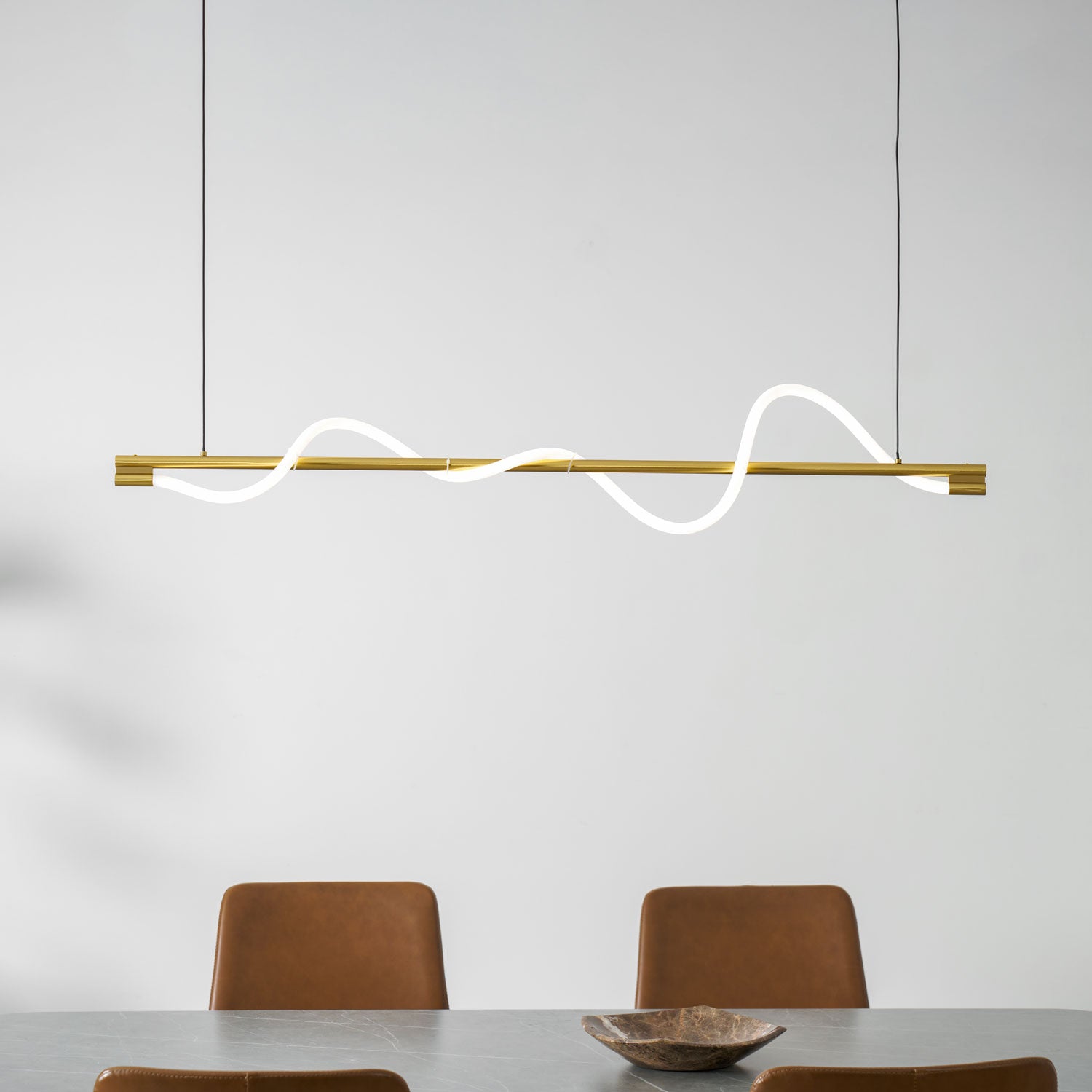 Linear Curve Wave Pendant - Modern S-Shaped Island Light for Kitchen & Dining Table