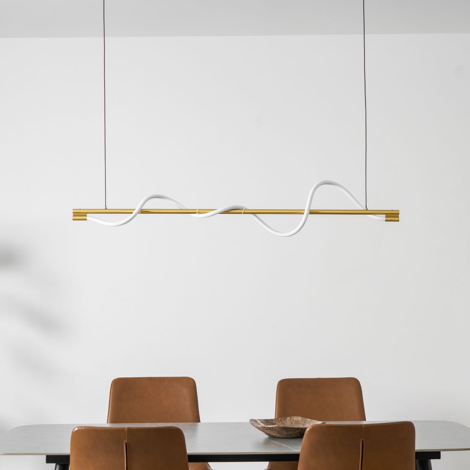Linear Curve Wave Pendant - Modern S-Shaped Island Light for Kitchen & Dining Table