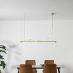 Linear Curve Wave Pendant - Modern S-Shaped Island Light for Kitchen & Dining Table