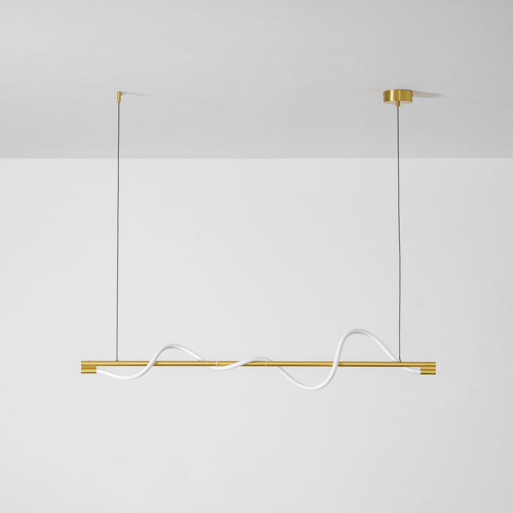 Linear Curve Wave Pendant - Modern S-Shaped Island Light for Kitchen & Dining Table