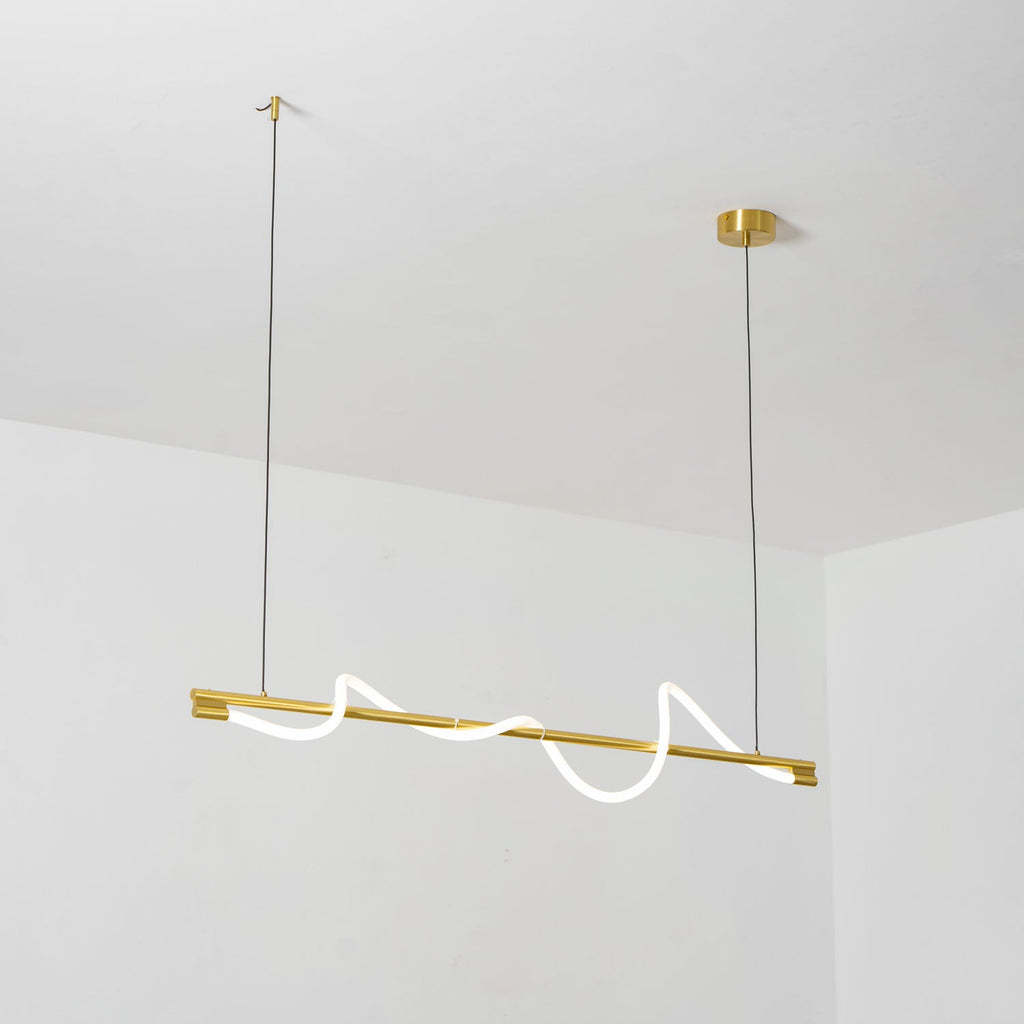 Linear Curve Wave Pendant - Modern S-Shaped Island Light for Kitchen & Dining Table