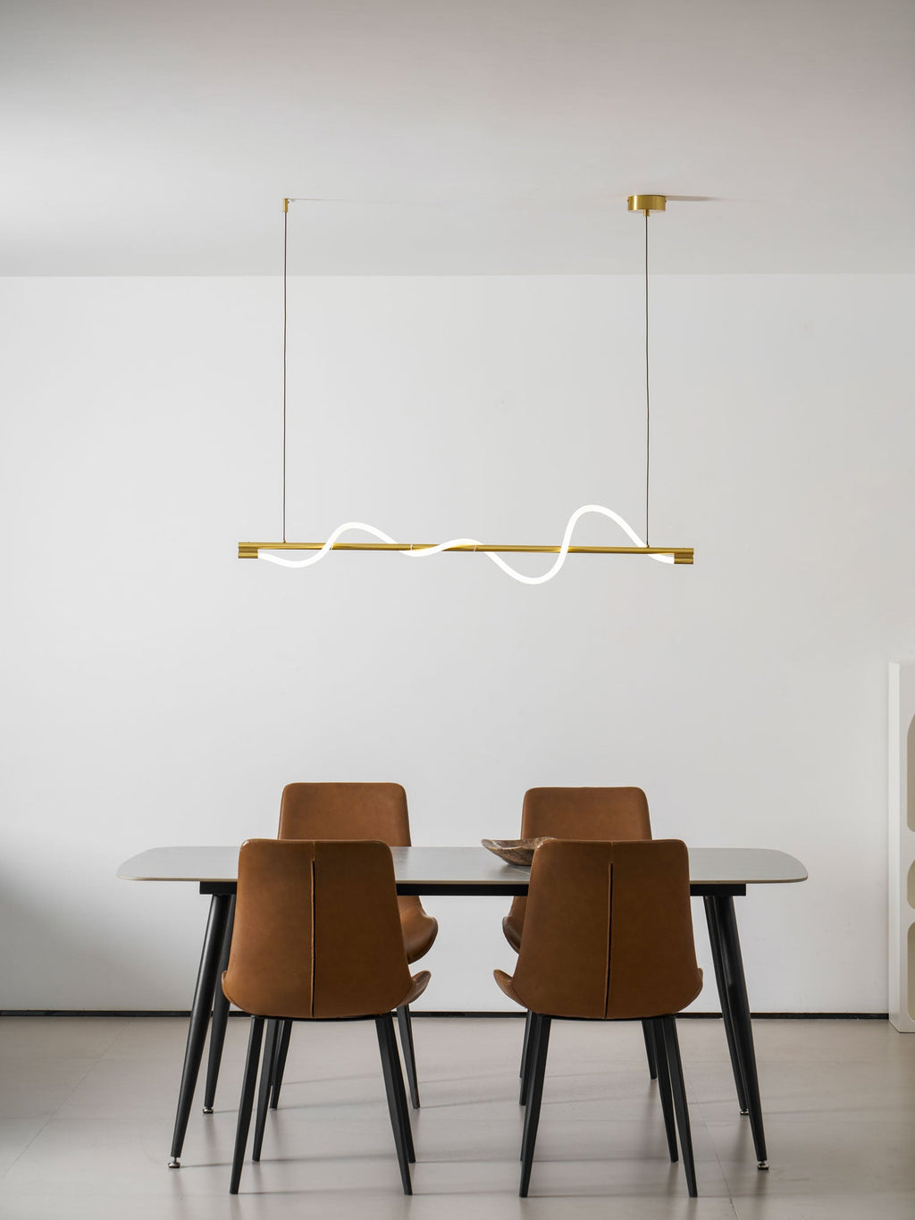 Linear Curve Wave Pendant - Modern S-Shaped Island Light for Kitchen & Dining Table