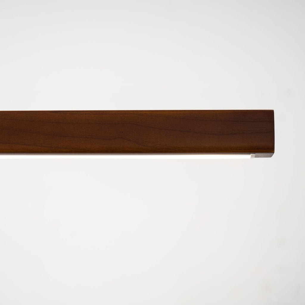 Linear Wood Pendant Light - Modern Organic Hanging Bar for Kitchen Island & Dining Table