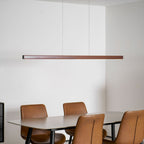 Linear Wood Pendant Light - Modern Organic Hanging Bar for Kitchen Island & Dining Table