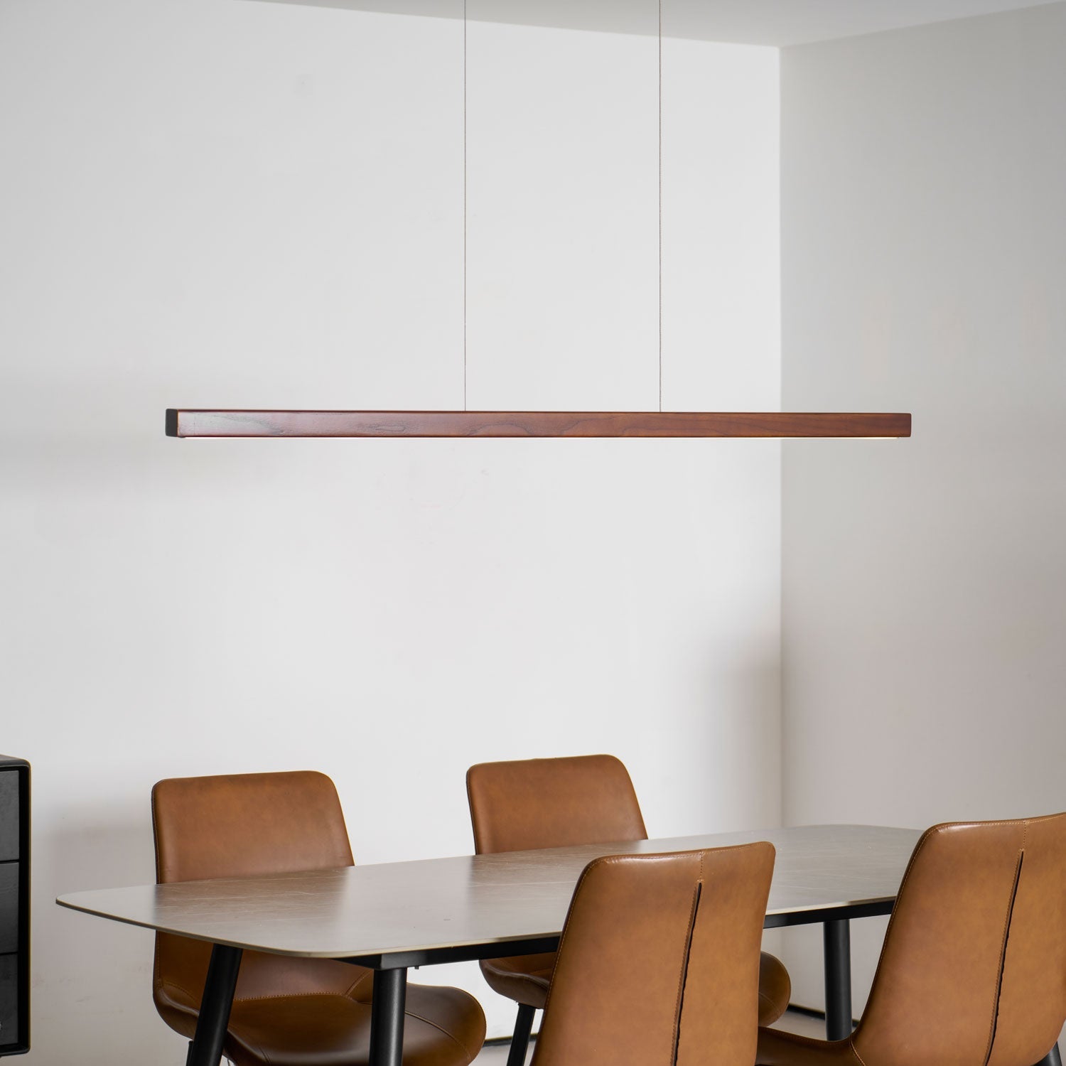 Linear Wood Pendant Light - Modern Organic Hanging Bar for Kitchen Island & Dining Table