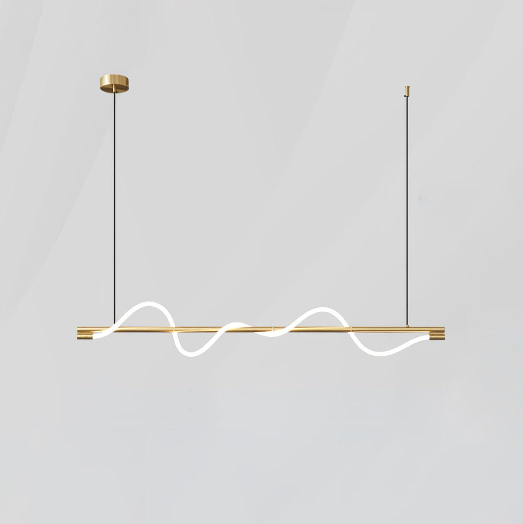 Linear Curve Wave Pendant - Modern S-Shaped Island Light for Kitchen & Dining Table