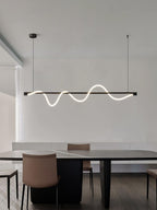 Linear Curve Wave Pendant - Modern S-Shaped Island Light for Kitchen & Dining Table