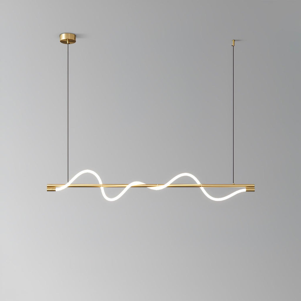 Linear Curve Wave Pendant - Modern S-Shaped Island Light for Kitchen & Dining Table
