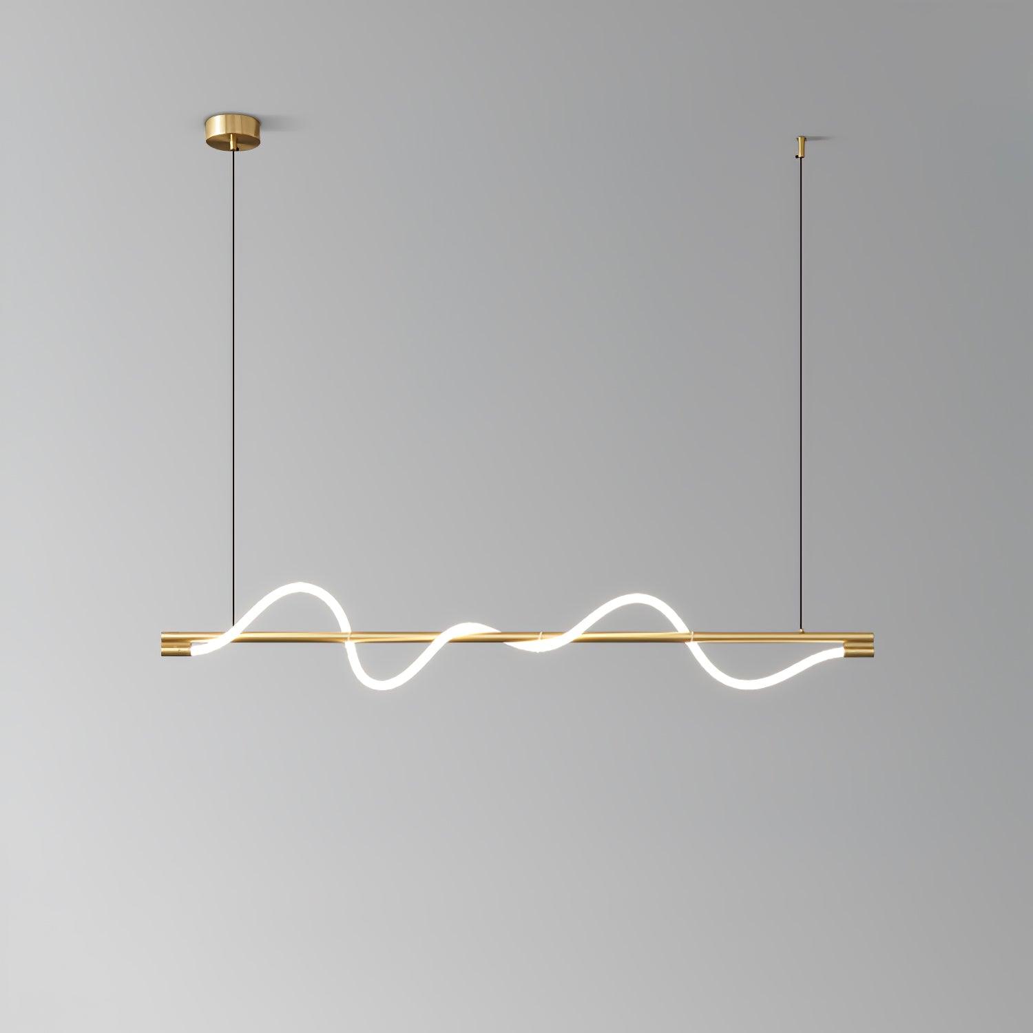 Linear Curve Wave Pendant - Modern S-Shaped Island Light for Kitchen & Dining Table